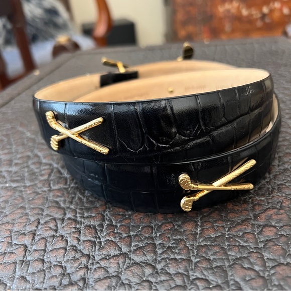 IBBELTCOMPANY GOLF CLUB BUCKLE BELT ITALIAN LEATHER MEDIUM - Picture 3 of 8